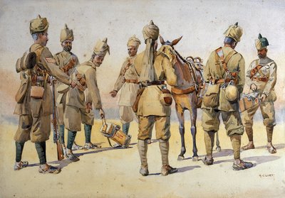 第46と第33のパンジャビスの兵士、GFマクマン少佐による「インドの軍隊」のイラスト、1911年、1908年発行 作： Alfred Crowdy Lovett